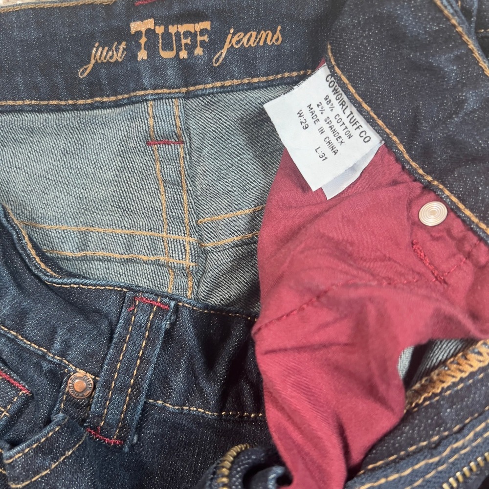 Just Tuff Co. Cowgirl Dark Wash Denim Jean Bootcut 29X31 Hugs Curves Sits @Waist - Picture 8 of 10